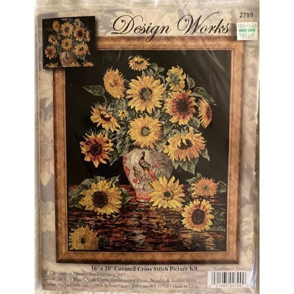 Design Works Other - NEW Design Works 16”X20” Cross Stitch “Sunflower Vase” Picture Kit